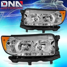 For 2006-2008 Subaru Forester Chrome Housing Amber Corner Headlight Lamps Pair