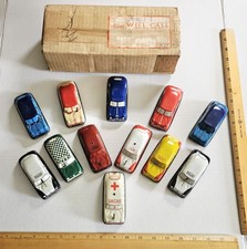 Vintage Argo Tin Litho Toy Car Lot/Police/Chief/Taxi/Ambulance/IN SHIPPING BOX