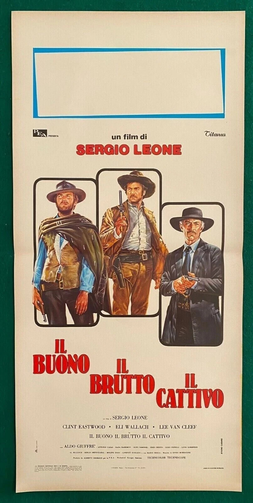 LOCANDINA ORIGINALE IL BUONO IL BRUTTO IL CATTIVO SERGIO LEONE EASTWOOD CULT