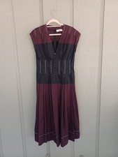 Tory Burch Claire McCardell Cotton Poplin Dress Size 10 Feminine Pleated Pintuck