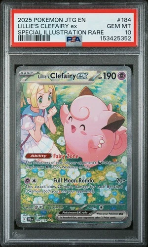 PSA 10 Lillie'S Clefairy Ex #184 2025 Pokemon Jtg En-Journey Together GEM MT