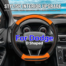 D Shape Steering Wheel Cover For Dodge Flat Bottom Nappa Leather 15 Inch