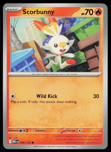 Scorbunny 026/132 Common Mega Evolution Pokemon Near Mint