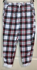 Old Navy red Tartan Plaid Flannel Jogger Pajama Pants Sleep Men M cotton
