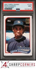 2001 TOPPS TRADED 1989 REPRINT #T133 DEION SANDERS YANKEES POP 4 PSA 9