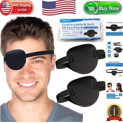 Full Coverage Black Eye Patch Set - Perfect for Lazy Eye Recovery & Cosplay