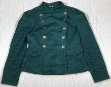 CAbi Equestrian Jacket Women M Green Double Breasted Military Cotton Blend Retro
