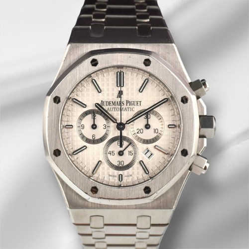 Audemars Piguet Royal Oak 41mm Chronograph White Dial Steel Watch 26320ST Papers