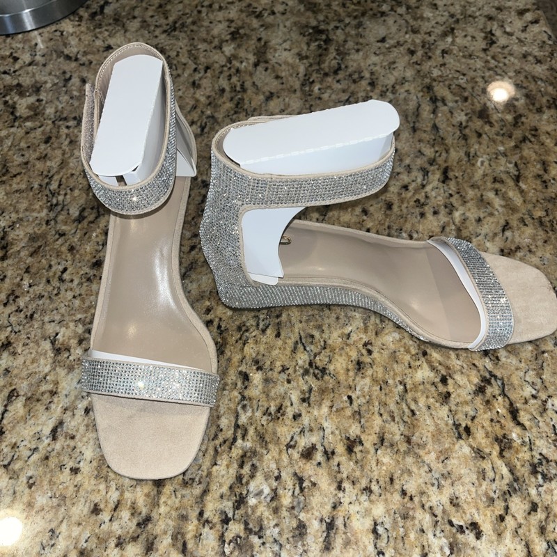 Mix No. 6 Surie Platform Rhinestone Heels Womens Size 9.5 Silver Sparkle Groovy