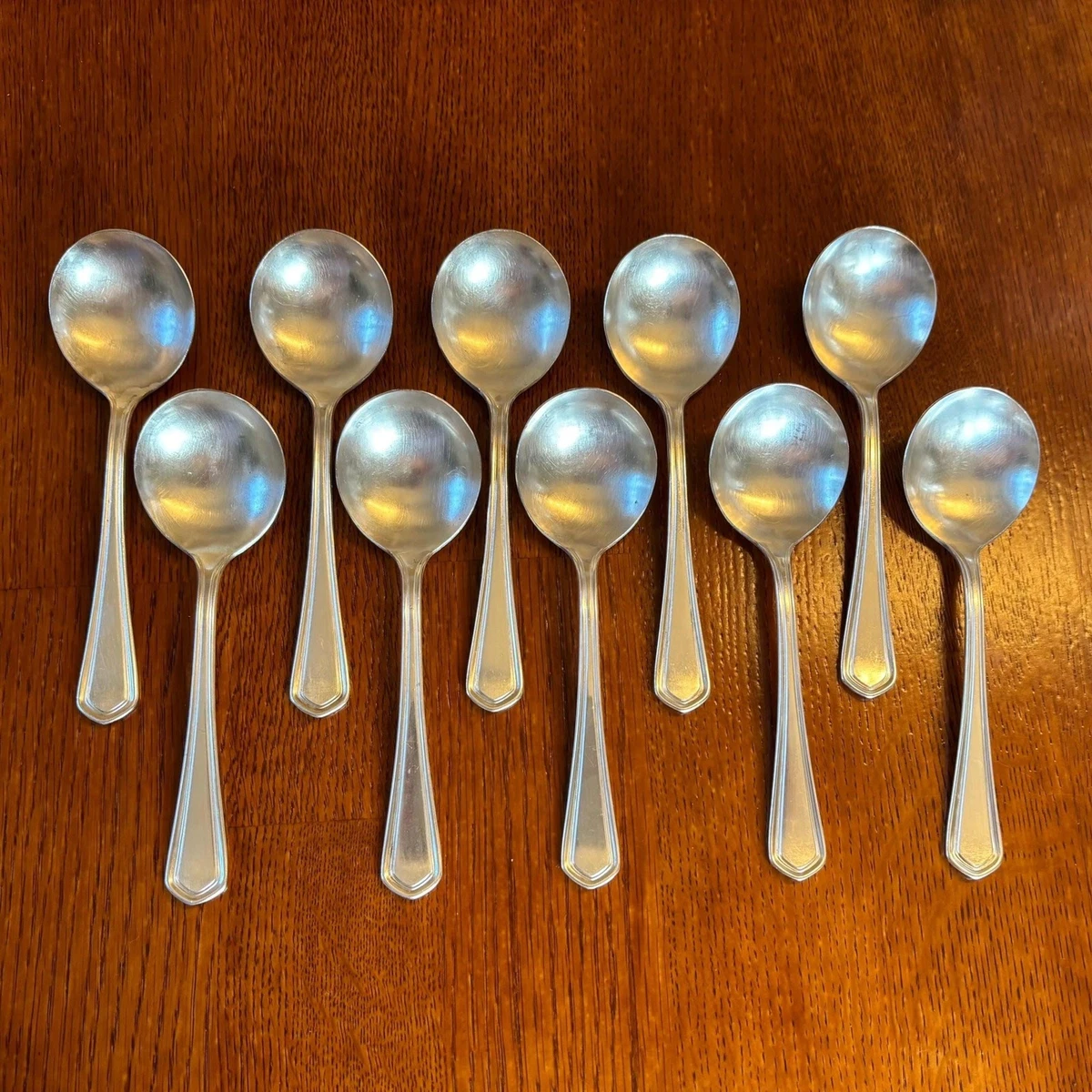 sterling グリーンフィールドビレッジ スプーン Set of 10 1920s Greene-Winkler Co silverplate soup spoons; hotel