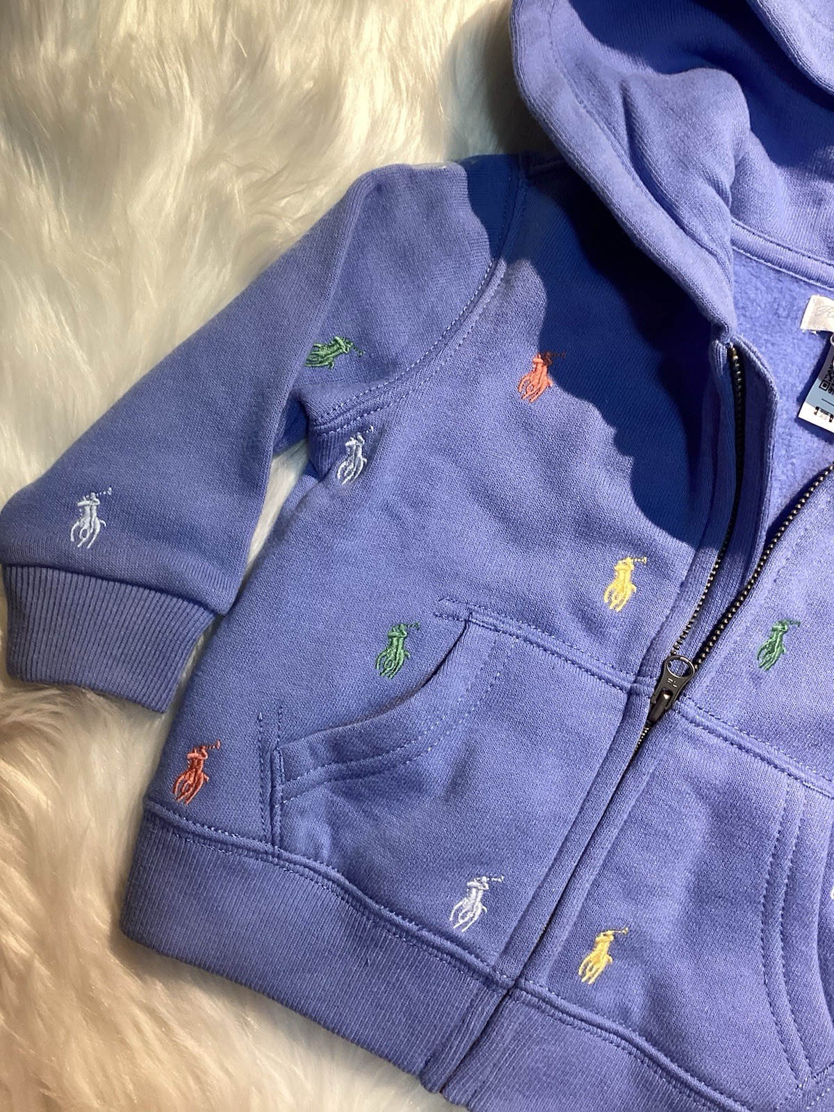 Polo Ralph Lauren Pony bambino ragazzo pile full zip cappuccio giacca taglia 9 mesi