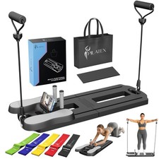 Pilates Board Foldable Pilates Reformer with Resistance Bands Travel Bag
