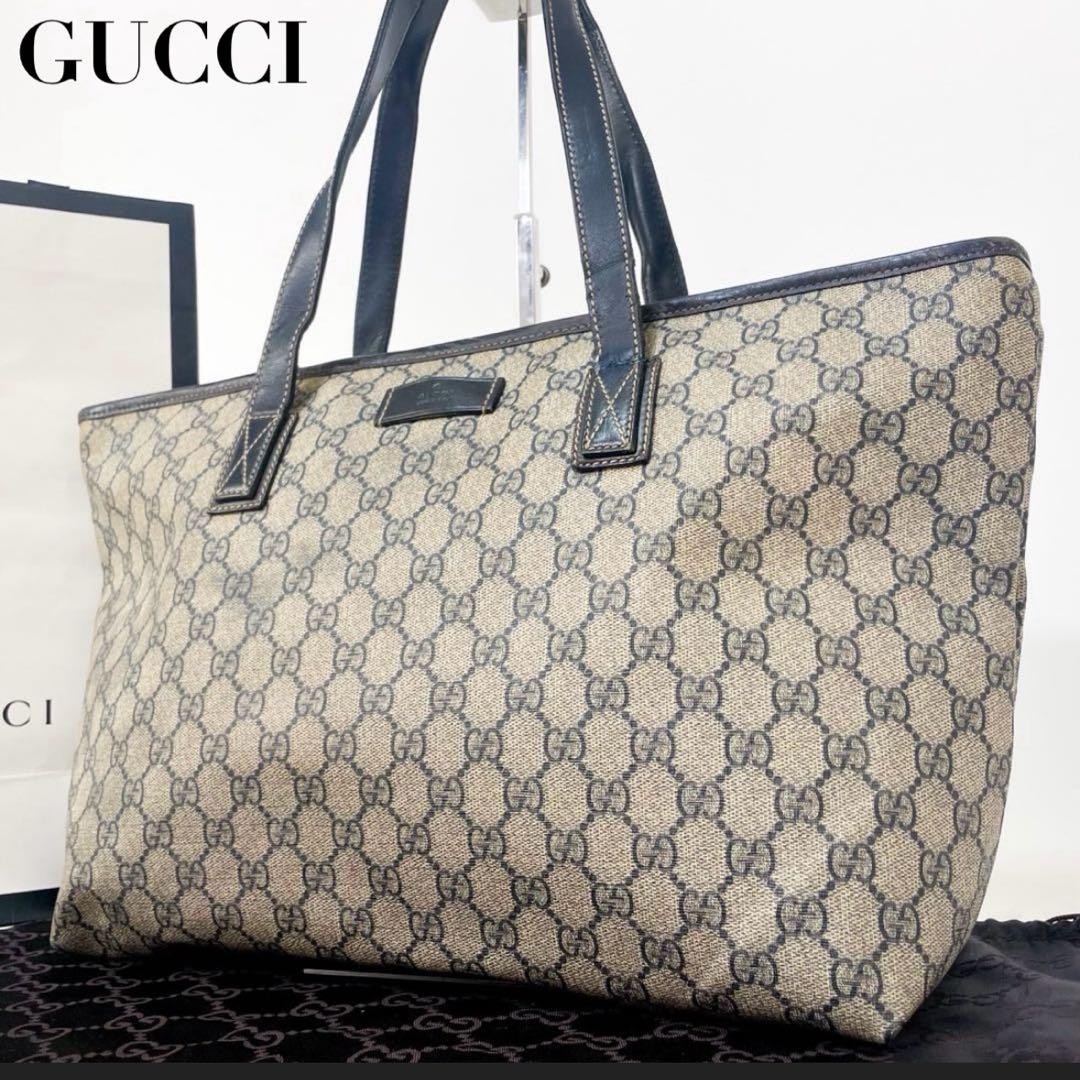 Gucci GG Brown PVC Leather Tote Bag A4 Size Shoulder Bag