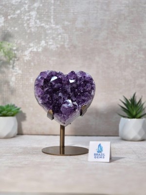 Amethyst Quarz Kristall Druzy Herz Ständer Deko Stein Uruguay Liebe Geschenk