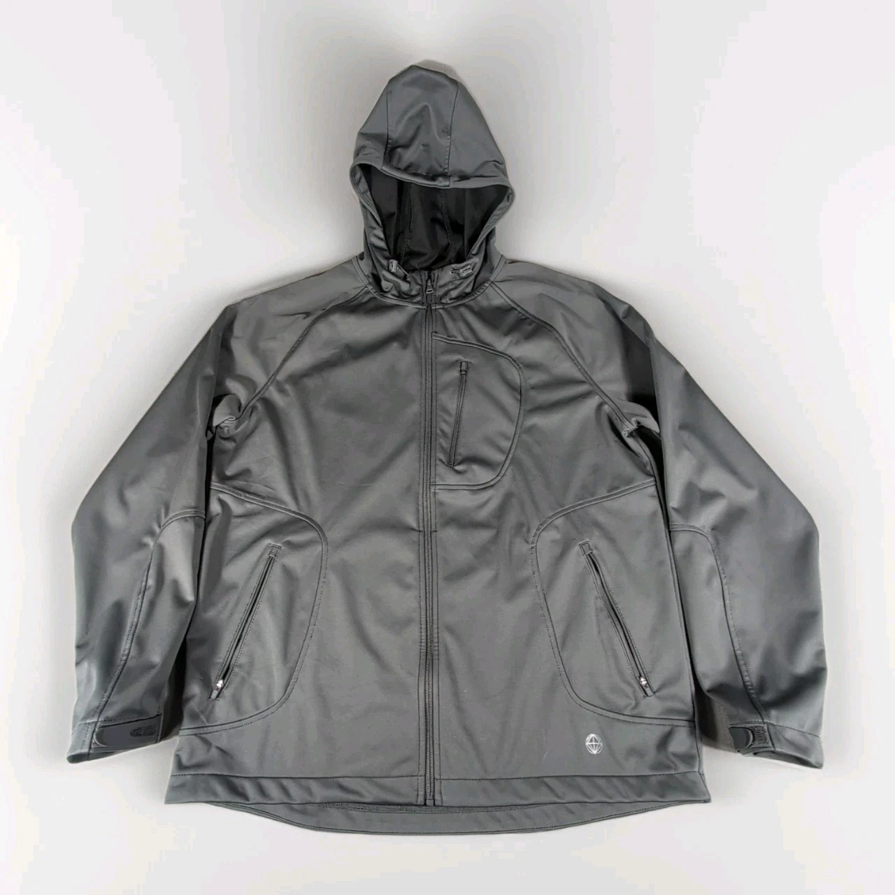 Mondetta Mens Jacket Full Zip Hooded Active Wind Water Resistant Gray Large