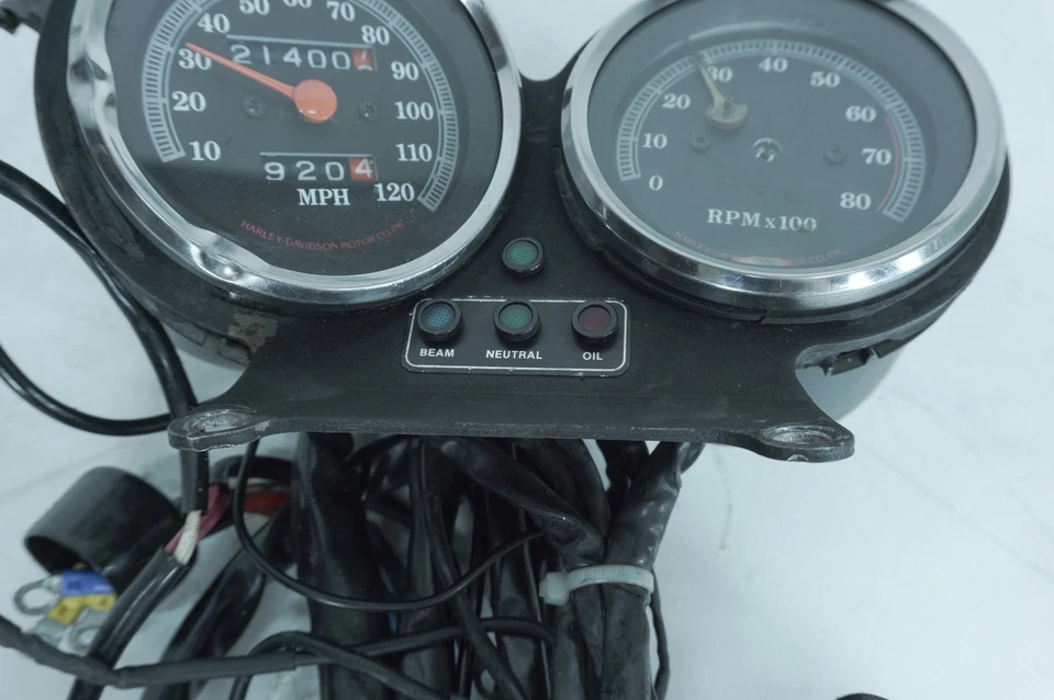 Velocímetro velocímetro velocímetro 91 Harley Sportster Speedo medidores con faro 21K Foto 2 de 4