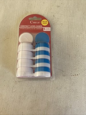 CAREUS Contact Lens Cases Travel Size 5 Count Value Pack Blue & White New