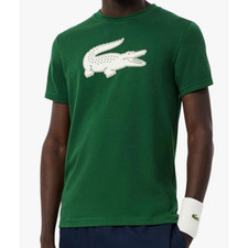 Lacoste Mens Short Sleeve Regular-fit Ultra Dry Graphic Tee Shirt Vert/Blanc 2XL