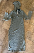PINK Victorias Secret Green Hooded Dress Midi Long Sleeve L