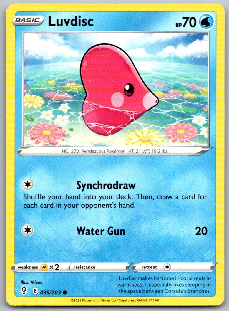 Luvdisc 039/203 Common Evolving Skies Pokemon Near Mint