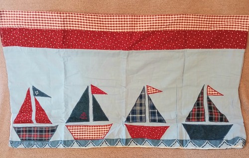 Kids Expressions 18" X 70" Sailing Adventure Sailboat Valance Hearts Plaid