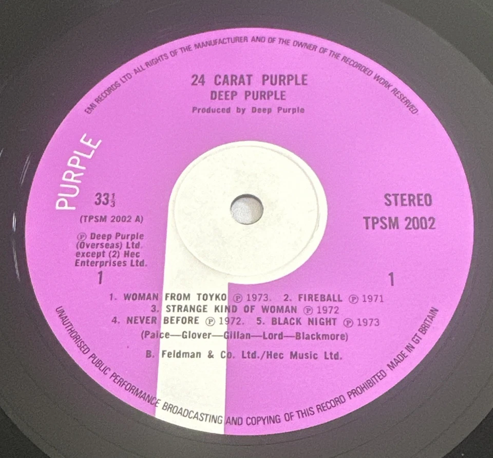 Deep Purple, 24 Carat Purple - Hard Rock Vinyl LP Record 1975 (TPSM 2002) VG+ - Image 4 of 4
