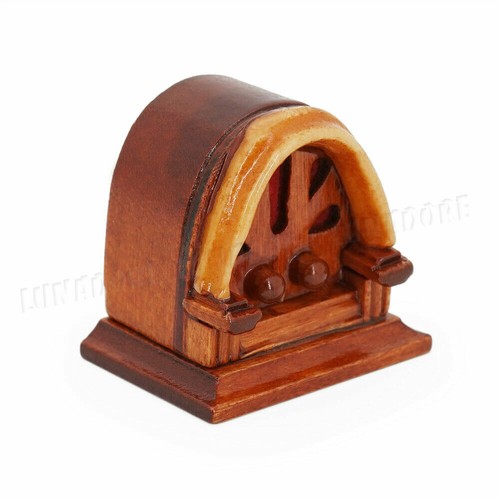Dom Tischradio Puppenhaus Miniatur halbrund Vintage 1/12 Zubehör Holz - Bild 4 von 5