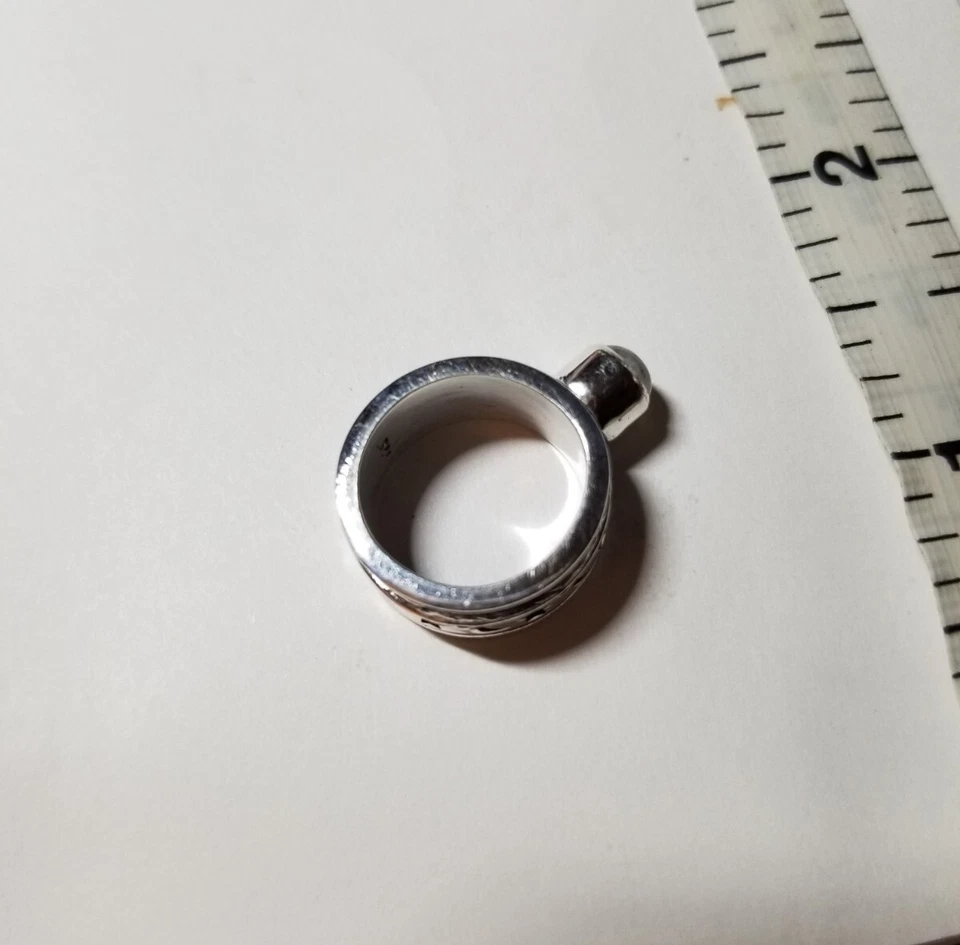 Anillo giratorio de plata de ley 925 con piedra lunar tamaño 4,5 estrellas lunas Foto 4 de 4