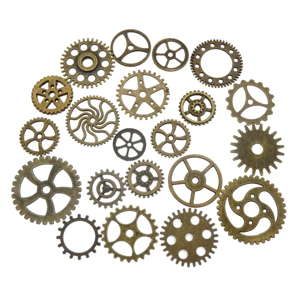 Antiqued Bronze Alloy Mixed Clock Steampunk Gear Pendant Charms 15mm 30mm 100pcs - Image 4 of 4