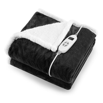 60''x50'' Electric Heated Blanket Throw w/10 Heat & 9 Hours Time Settiings
