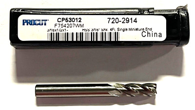 ProCut 3/16'' HSS End Mill 4 Flute Single Miniature End Mill