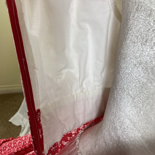 Vestido de Baile Cuadrado Rojo Floral Blanco Ojales Vintage Volantes Bustilla - Imagen 10 de 11