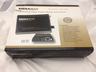  NEW Signamax Media Converter 065-1110 10BaseT / 100BaseTX to 100BaseFX ; SC