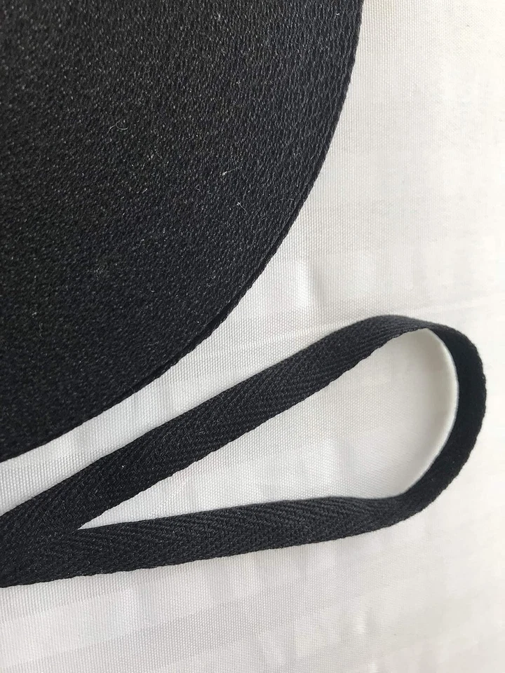 100% Cotton Eco-Friendly Herringbone Ribbon - Black 1/2 Inch Wide - 50 Yards - Image 3 of 4