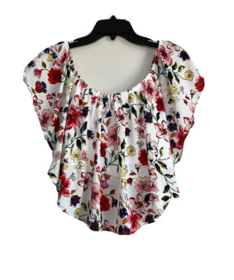 Rue 21 Womens Floral Cropped Top Off Shoulder Chiffon Flowy