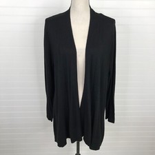 Susan Graver Black Open Front Cardigan Sweater Size Large Minimalist Capsule