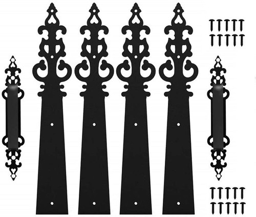 Steel Garage Door Hardware Kit Decorative Carriage House 4pc Hinges 2pc Handles - Picture 32 of 50