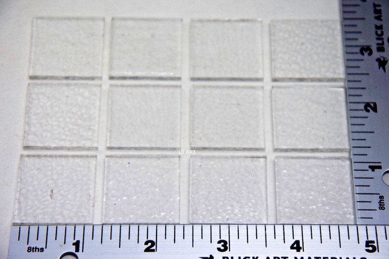 12 CLEAR 1" x 1" SQUARES OF 3mm BULLSEYE SHEET GLASS CAPS TOPPERS 90 COE