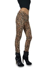 TRIPP EMO GOTH CYBER PUNK ROCKER GOLD LEOPARD JEAN PANTS HIPPIE SKINNY IS6235P