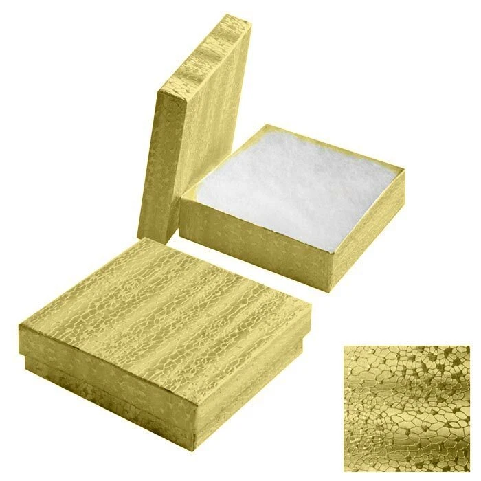 Gold Cotton Filled Gift Box Jewelry Craft Collectibles Packaging Boxes Wholesale - Image 4 of 4