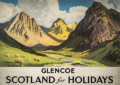 Glencoe Schottland Bilder Reise Vintage Kunst Poster Deko Zuhause Wanddruck A4