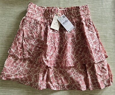 Brandneu mit Etikett Mädchen Mango Marke Rüschenrock rosa und weiß Muster Alter 13-14