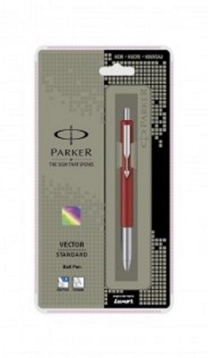 Parker Vector Standard CT Chromblende feiner Kugelschreiber blaue Tinte roter...
