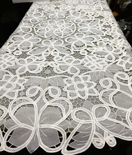 Nuevo 126"X 72" Mantel Hecho a Mano Battenberg Encaje Aplique de Cáscara de Huevo y 12 Servilletas