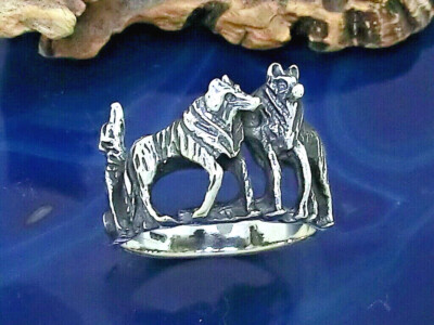 Wölfe Sterling Silber Ring 925 Wolfsring Rudel Tiere Silberring Wolf 