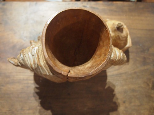 POT A TABAC du 18em EN BOIS SCULPTE representant Voltaire en bonnet de nuit - Picture 11 of 13