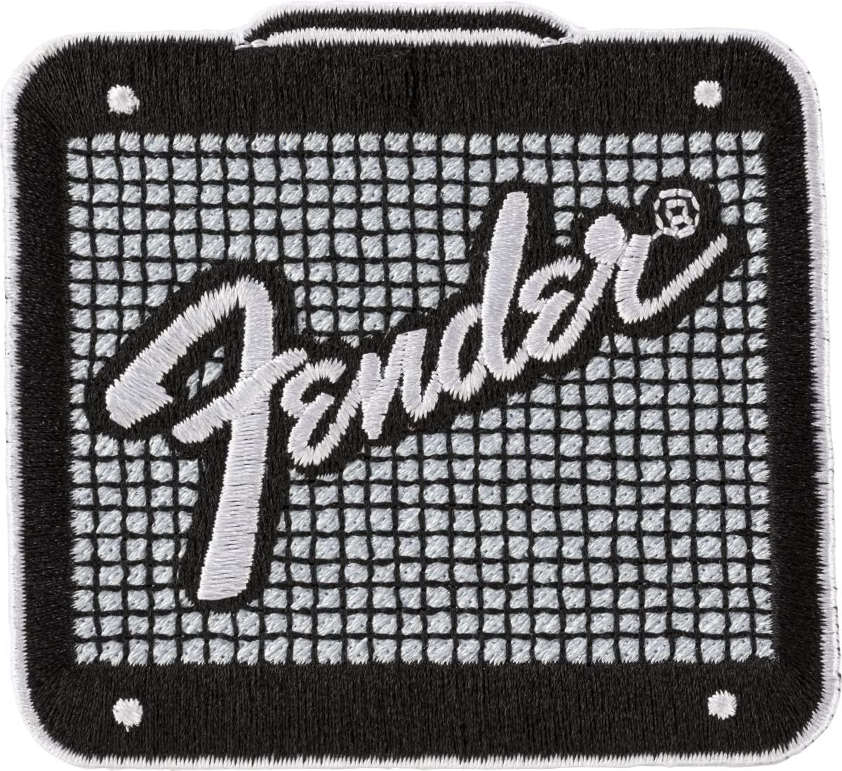 FENDER Amp Logo Patch Black And Chrome - toppa termoadesiva