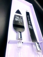 Wedding Elegant Cake Knife Server Set Faux Stainless Steel Nuestra Boda Set