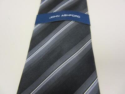 John Ashford Neck Tie Black Striped Sobe Stripe 100% Silk New Macy's Necktie