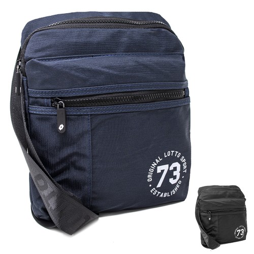 Borsello da Uomo LOTTO Borsa a Tracolla Spalla Grande in Tela Nero Blu  Sportivo | eBay